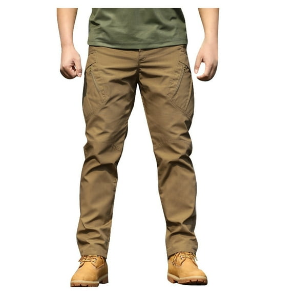 Daznico Cargo Pants for Men - Men's Overalls Pants Pants Outdoor Elastic Loose Soft Pants - Sweatpants for Men,Color:Brown,Size:M