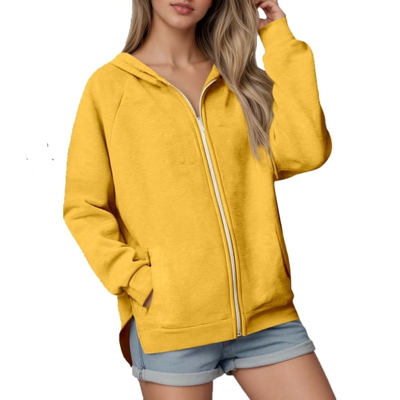 Daznico Casual Long Sleeved Drawstring Hooded Jacket Zipper Hooded Sweatshirt,Sweatshirt for Women,S