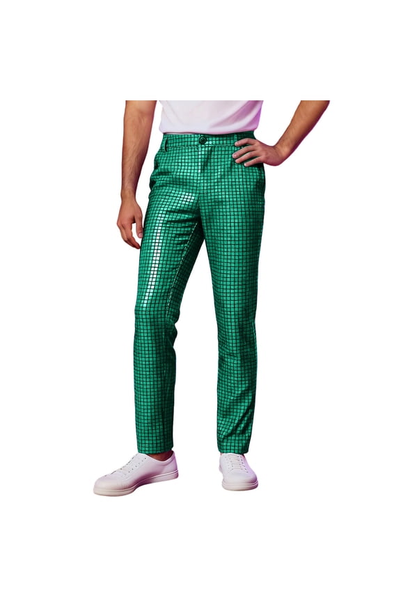 Casual Pants with Festive Sequins and Gold Nightlife Style Hop Relaxed Fit Trousers for Daily Wear and Parties,Mardi Gras Clothing,XL