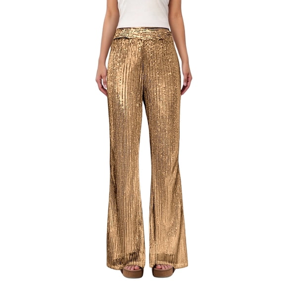 Daznico Casual Straight Leg Pants with Sparkling Sequins for Festive Party Wear and Everyday Comfort Fit Trousers,Mardi Gras Clothing,M