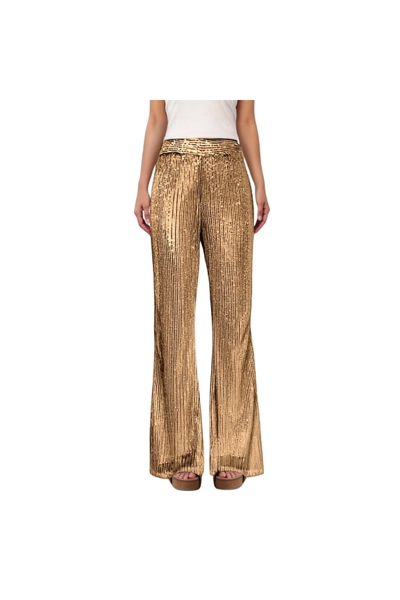 Casual Straight Leg Pants with Sparkling Sequins for Festive Party Wear and Everyday Comfort Fit Trousers,Mardi Gras Clothing,M