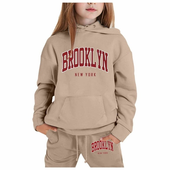 Daznico Child Toddler Boys Girls Long Sleeve Letter Print Warm Hoodie Pullover Tops Pants Kids Outfits Sweat Suit,1-2 Years