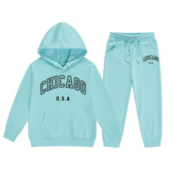 Daznico Child Toddler Boys Girls Long Sleeve Letter Prints Warm Hoodie Pullover Tops Pants Kids Outfits Sweat Suit,5-6 Years