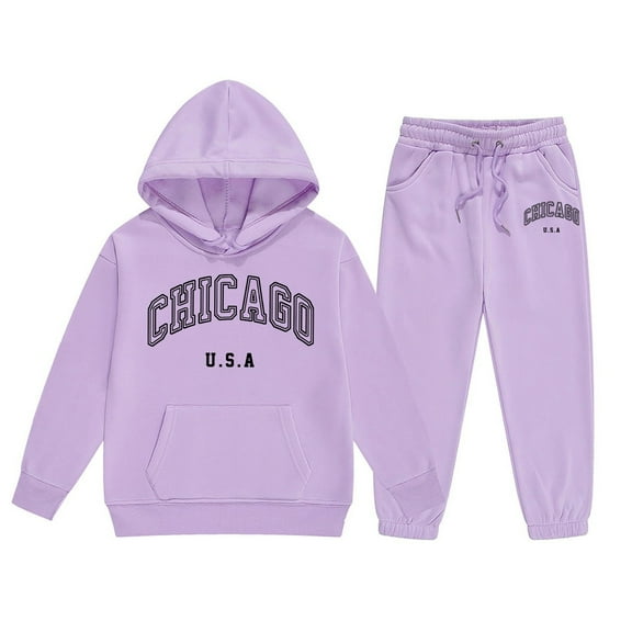 Daznico Child Toddler Boys Girls Long Sleeve Letter Prints Warm Hoodie Pullover Tops Pants Kids Outfits Sweat Suit,6-7 Years