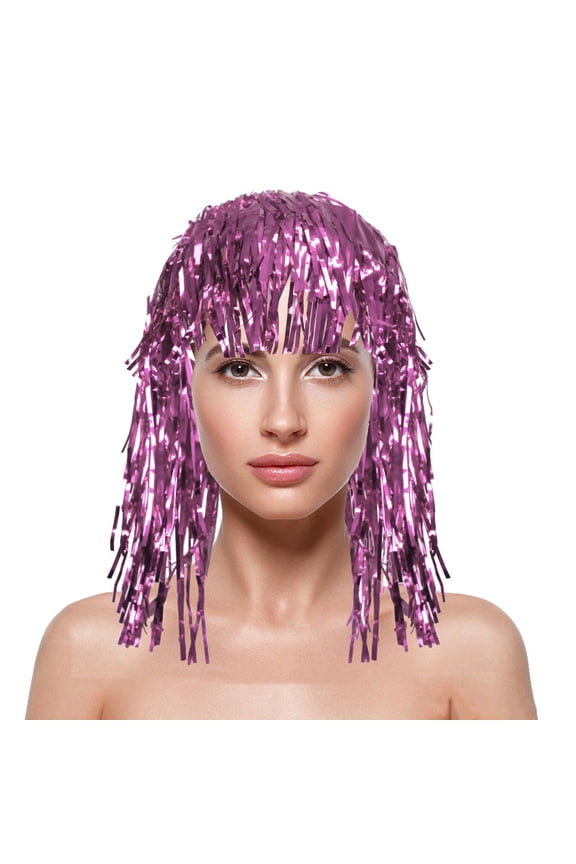 Colorful Fringe Hair Hat for Party with Glittery Streamers,Mardi Gras Clothing,One Size