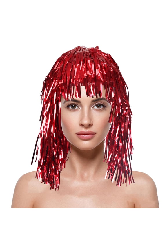 Colorful Fringe Hair Hat for Party with Glittery Streamers,Mardi Gras Clothing,One Size