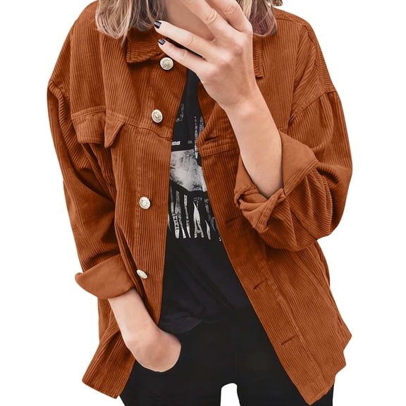 Daznico Corduroy Button Down Shirt for Plus Size Long Sleeve Lapel Collar Loose Fit Thickened Casual Blouse Top Outerwear Comfortable Daily Wear Outfit,3XL