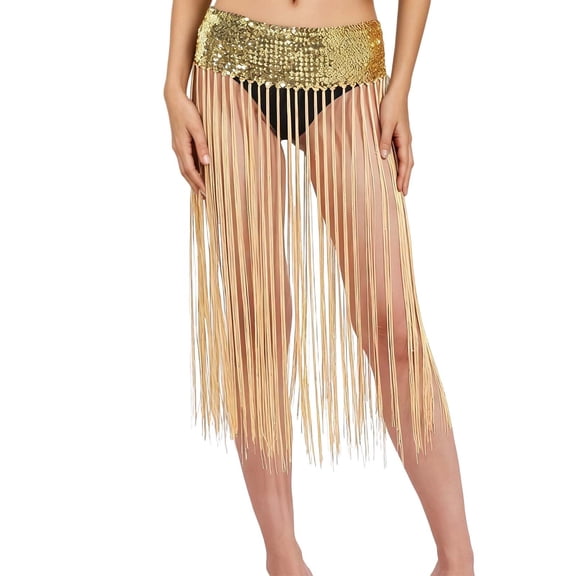 Daznico Dance Waist Skirt with Fringe Tassel Belt for Latin Belly Dance Practice Performance ,Mardi Gras Clothing,Mardi Gras Skirt,One Size