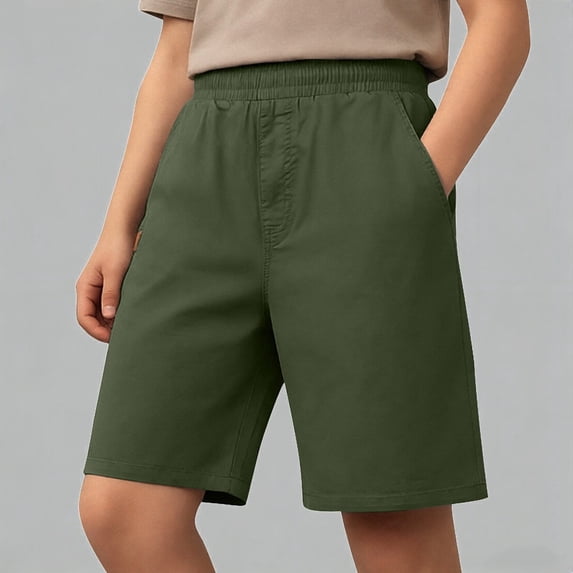 Daznico Elastic Waist Casual Shorts for Boys Girls Summer Stretch Comfy Outdoor Playwear with Side Pockets,9-10 Years