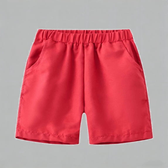 Daznico Elastic Waist Shorts for Boys Girls Solid Color Casual Sport Outdoor Play Shorts with Pockets,3-4 Years
