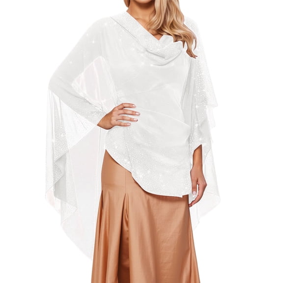 Daznico Elegant Chiffon Evening Shawl Wrap for Sparkling Like Glitter Soft Sheer Scarf for Wedding Party Prom,Mardi Gras Clothing,One Size