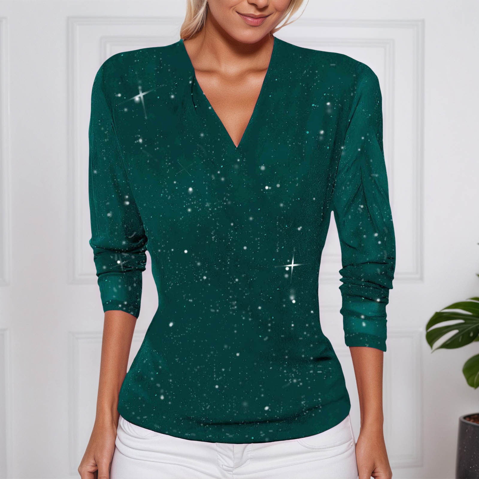 Daznico Elegant Lightweight Sheer Mesh Blouse with Gold Front ...