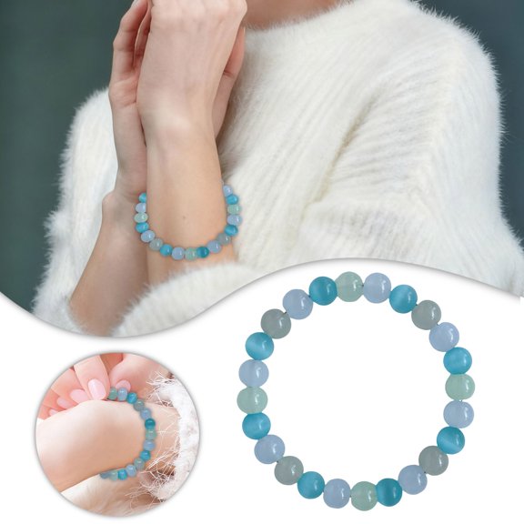 Daznico Eye Stone Beaded Bracelet for Energy Jewelry with Adjustable Knot for Luck and Positive Modern Accessory for Any Occasion Unisex,Valentines Day Gifts