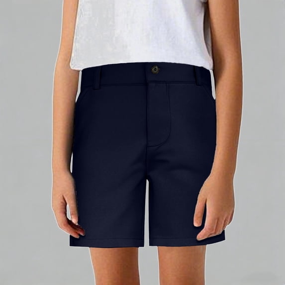 Daznico Flat Front Solid Chino Shorts for Boys Girls School Uniform Casual Formal 5-Inch Mid Length Shorts with Pockets,17-18 Years