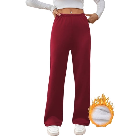 Daznico Lined Casual Pants Winter Warm Flared Trousers Soft Wide Leg Comfort Outdoor Everyday Wear,S