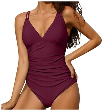 Daznico Flowy Tankini Swimsuits for Women,Swimsuits for Women Ruched Bathing Suits Strappy V Neck Monokini,Plus Size Tankini for Women(Color:,Size:M)