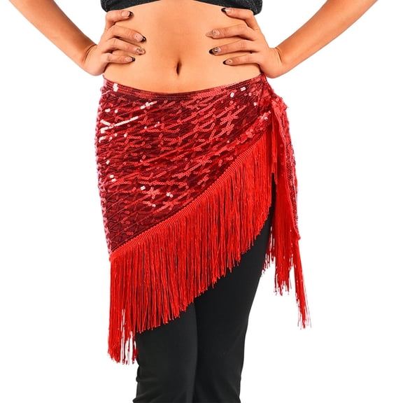 Daznico Fringe Skirt with Sequins for Belly Dance Performance and Party,Mardi Gras Clothing,Mardi Gras Skirt,One Size