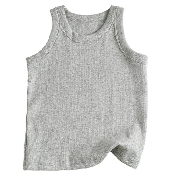 Daznico Girl Casual Sports Top Comfortable Solid Striped Ribbed Sleeveless Turtleneck Top Suitable for Daily Outings,4-5 Years