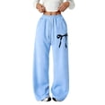 thumbnail image 1 of Daznico Girl's Bowknot Baggy Sweatpants Lightweight Straight Leg Athletic Pants with Pockets,4-5 Years, 1 of 6