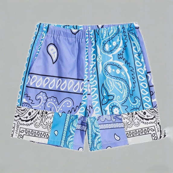 Daznico Girls Bandana Paisley Print Athletic Shorts Elastic Waist Soft Breathable Lightweight Casual Summer Playwear,5-6 Years