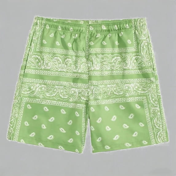 Daznico Girls Bandana Paisley Print Athletic Shorts Elastic Waist Soft Breathable Lightweight Casual Summer Playwear,7-8 Years