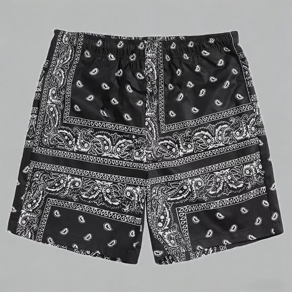 Daznico Girls Bandana Paisley Print Athletic Shorts Elastic Waist Soft Breathable Lightweight Casual Summer Playwear,9-10 Years