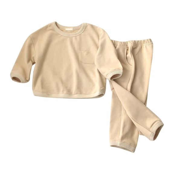 Daznico Girls Boys Solid Cotton Long Sleeve Long Pants Sleepwear Set Outfits Clothes,1-2 Years