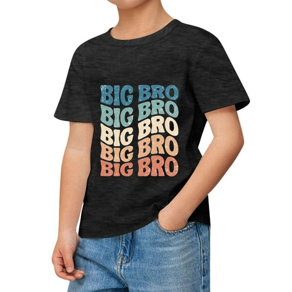 Daznico Girls Casual Big Bro Letter Print Round Neck Short Sleeved T Shirt Top,1-2 Years