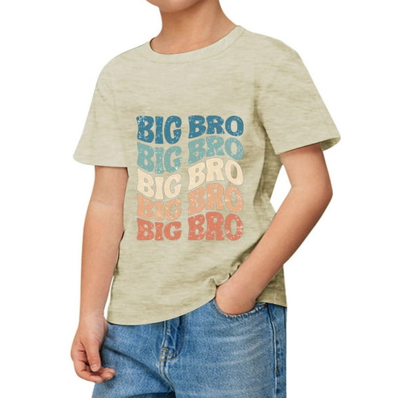 Daznico Girls Casual Big Bro Letter Print Round Neck Short Sleeved T Shirt Top,1-2 Years