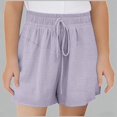 thumbnail image 1 of Daznico Girls High Waist Drawstring Casual Shorts Soft Stretchy Elastic Waist Everyday Comfortable Summer Playwear,9-10 Years, 1 of 6