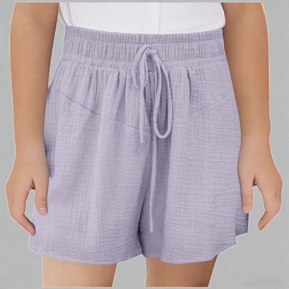 Daznico Girls High Waist Drawstring Casual Shorts Soft Stretchy Elastic Waist Everyday Comfortable Summer Playwear,9-10 Years