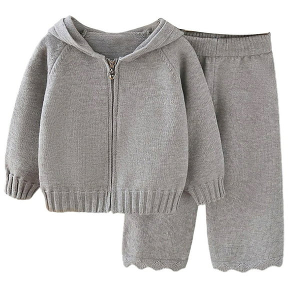 Daznico Girls Knit Sweater Hat Pants Outfits Set Casual Two Piece Coordinated Baby Girl Warm Soft Comfortable for Girls,1-2 Years