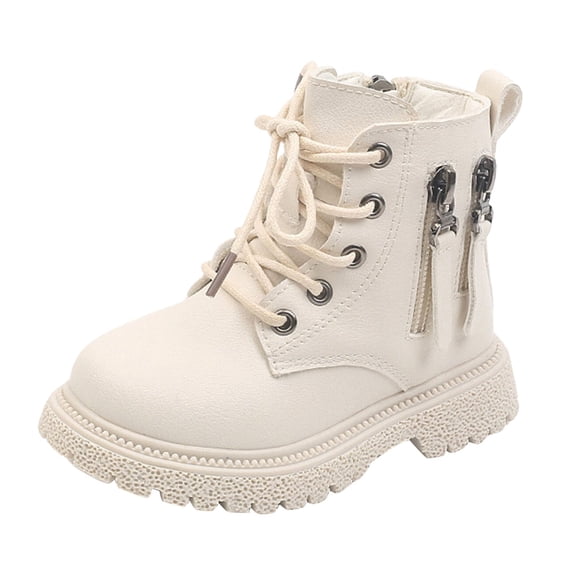 Daznico Girls Mesh Lace Boots with Side Zipper, Non- Breathable Warm Winter Ankle Booties for Kids, Casual Boots,Size:7