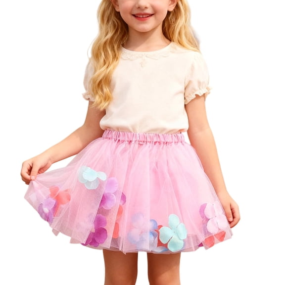 Daznico Girls Party Dress for Kids Festive Petal Skirt with Net Overlay for Performances and Celebrations,Mardi Gras Clothing,Mardi Gras Skirt,6-8 Years