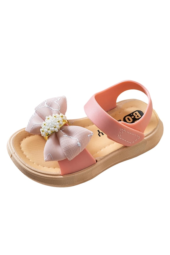 Girls Sandals Spring Flower Strap Party Dress Dance Shoes for Children,6-7 Years