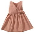 thumbnail image 1 of Daznico Girls Summer Dresses V Neck Casual Dress for Toddlers Elastic Waist Breathable Comfortable Outfit for Daily Wear,3-4 Years, 1 of 3