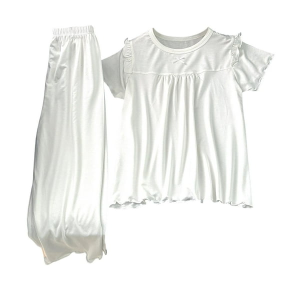 Daznico Girls Summer Outfits Sets Casual Comfortable Round Neck Elastic Waist Toddler to Teen Indoor Wear,6-7 Years