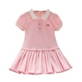 thumbnail image 1 of Daznico Girls Summer Romper Jumpsuit with Collar and Pleated Skirt Design Comfortable Stretch Fabric Playwear Outfit for Toddler,6-7 Years, 1 of 9