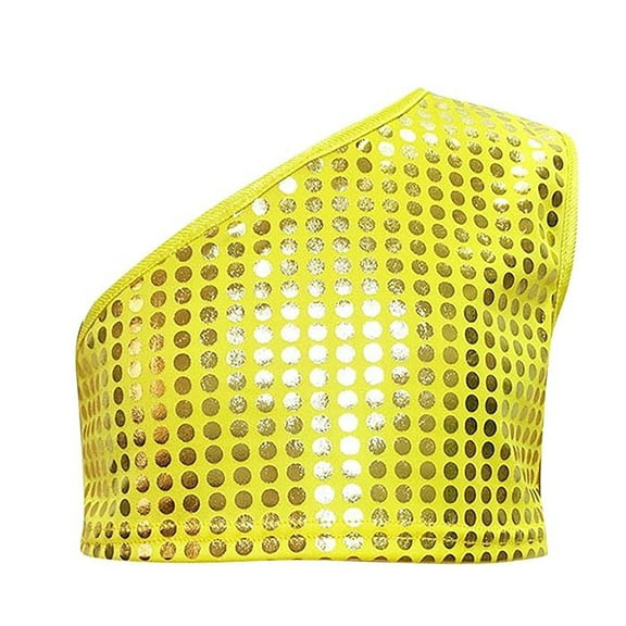 Daznico Girls Tops Tees & Shirts Dot Shoulder Crop Top for Performance Casual Wear Summer Outfit,2-3 Years