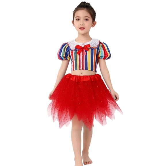 Daznico Girls Tutu Skirt with Polka Layered Party Dress for Dance Performance And,Mardi Gras Clothing,Mardi Gras Skirt,3-8 Years