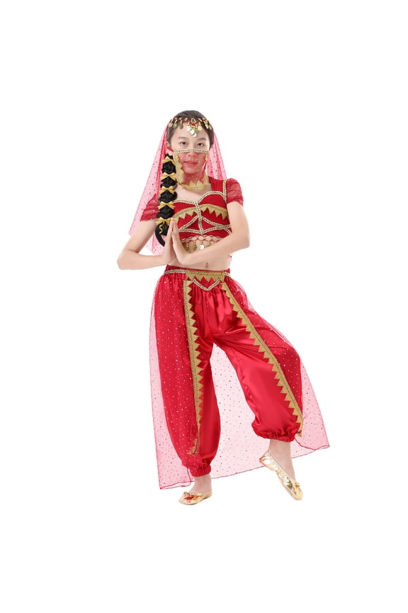 Handmade Children Girl Belly Dance Kids Belly Dancing Dance Cloth,4-5 Years