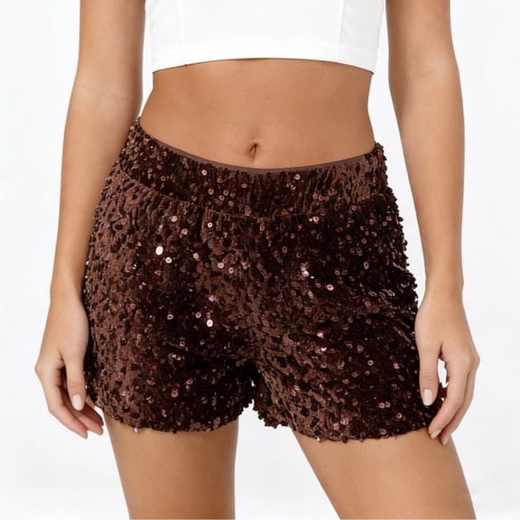 Daznico High Waist Sequin Hot Pants Bodycon Denim Shorts for Party Night Out,Mardi Gras Clothing,M