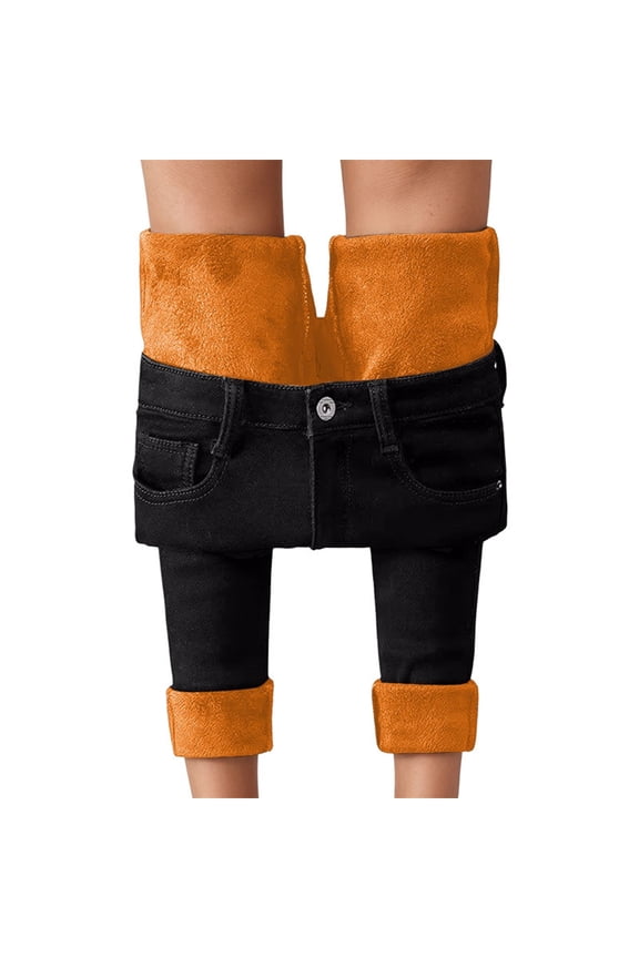 High Waisted Lined Jeans Winter Warm Stretch Slim Fit Skinny Denim Pants for Everyday Casual Comfort,3XL