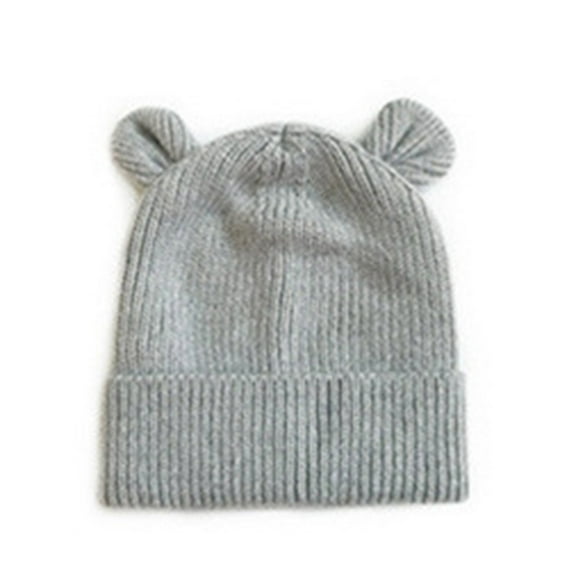 Daznico Knit Hat with Bear Ears, Lined Fold Brim Beanie for Baby Boys Girls Winter