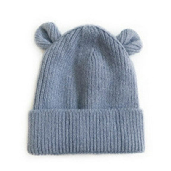 Daznico Knit Hat with Bear Ears, Lined Fold Brim Beanie for Baby Boys Girls Winter
