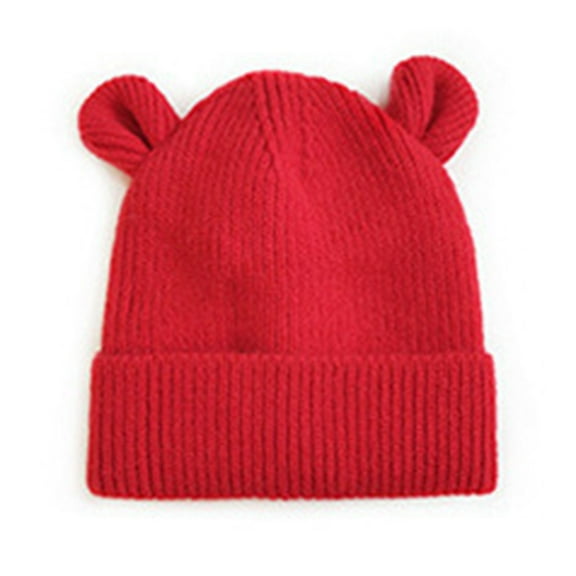 Daznico Knit Hat with Bear Ears, Lined Fold Brim Beanie for Baby Boys Girls Winter