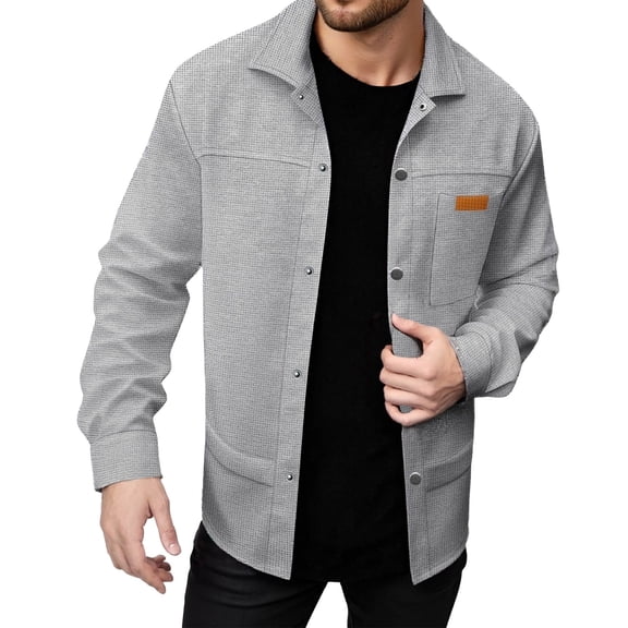 Daznico Jackets for Men,Autumn Weave Pocket Patchwork Collared Open Jacket Casual Outerwear Top Lightweight Knitted Cardigan for Relaxed Soft for Everyday Wear,Mens Winter Coats,Size:S