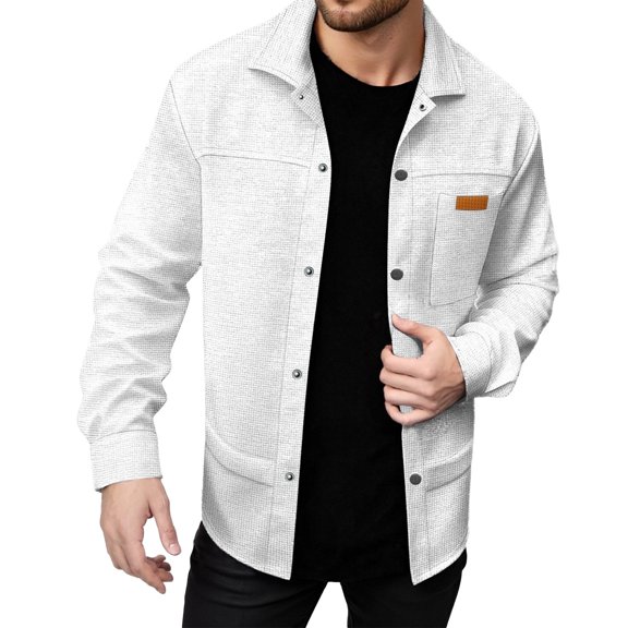 Daznico Jackets for Men,Autumn Weave Pocket Patchwork Collared Open Jacket Casual Outerwear Top Lightweight Knitted Cardigan for Relaxed Soft for Everyday Wear,Mens Winter Coats,Size:L