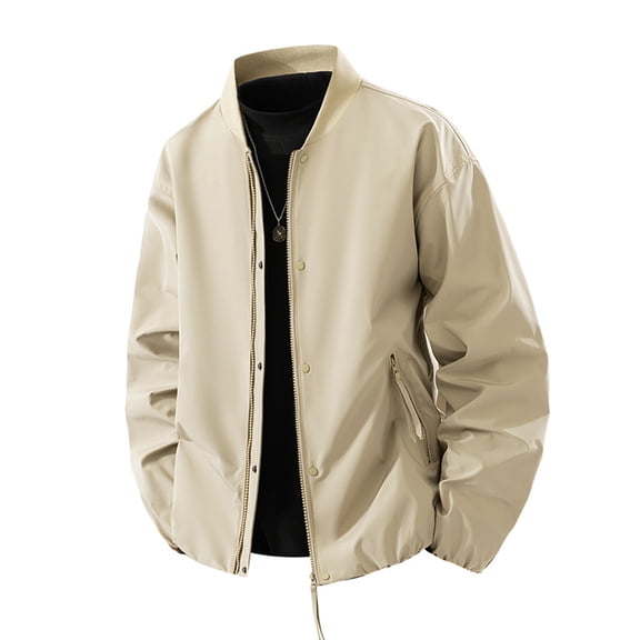 Daznico Jackets for Men,Casual Fall Jacket Outerwear Lightweight Stand Collar Unisex Loose Fit Baseball Windbreaker Coat for Daily Streetwear,Mens Winter Coats,Size:XXL