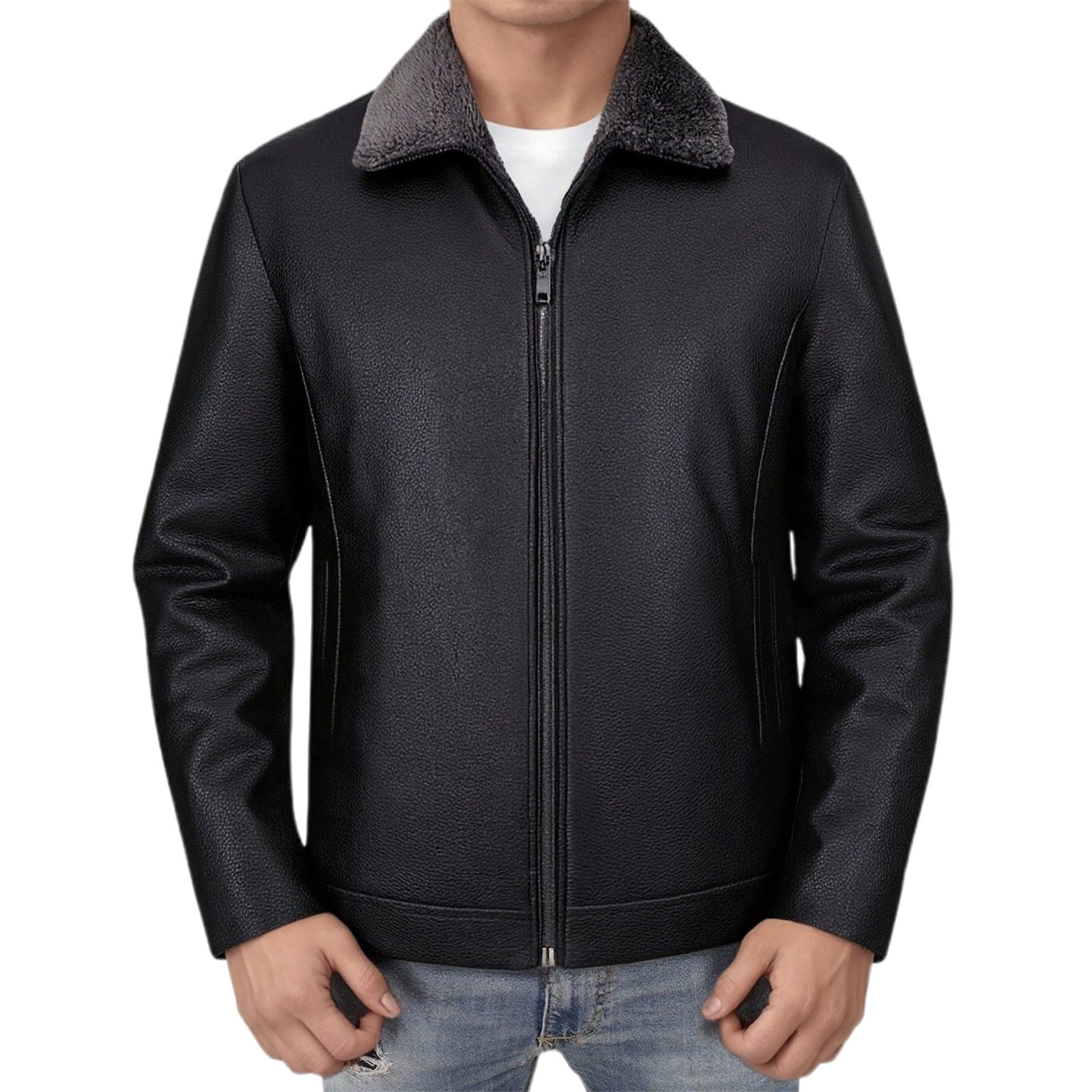 Daznico Jackets for Men,Casual Leather Jacket Winter Warm Fleece Lined ...
